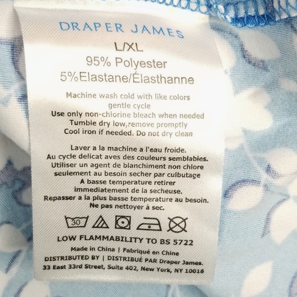 NWT Draper James Bright Floral Shift Dress SZ L XL Blue White Flounce Hem (D22) - Picture 5 of 11